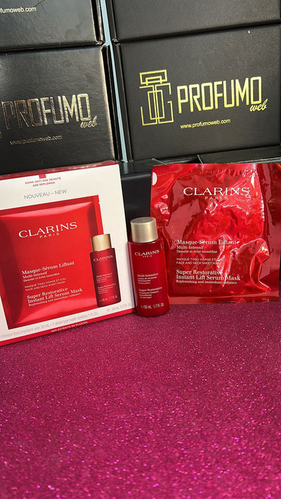 Kit Clarins Masque Serum Liftant + Super Restorative Instant Lift Serum Mask - Profumo Web